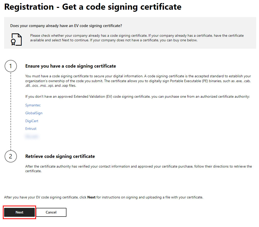 注册Windows硬件开发人员计划，你还需要一张EV代码签名证书