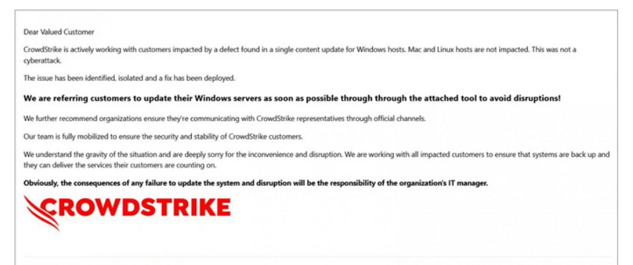 CrowdStrike更新事故被网络攻击者利用分发恶意软件